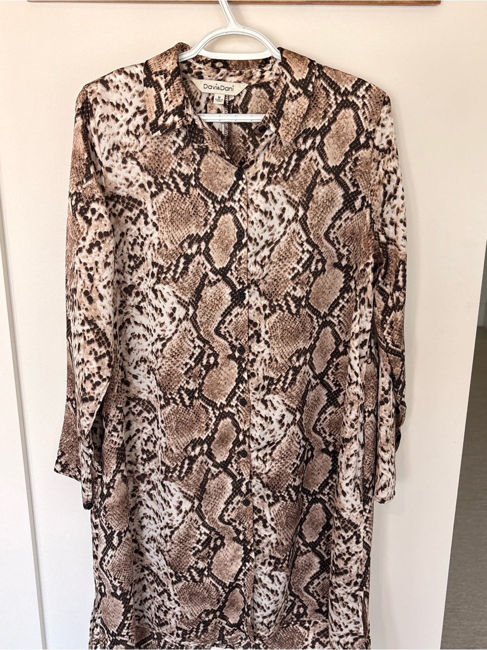 Davi & Dani Brown, Cream and Black Snake-Print Midi Dress - Picture 3 of 6